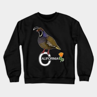 California quail state bird Californian poppy flowers Crewneck Sweatshirt